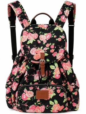 PINK Victoria's Secret Floral Backpack Y2K Canvas back to School